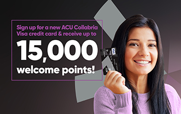 ACU members enjoy  Collabria credit card 15,000 welcome point